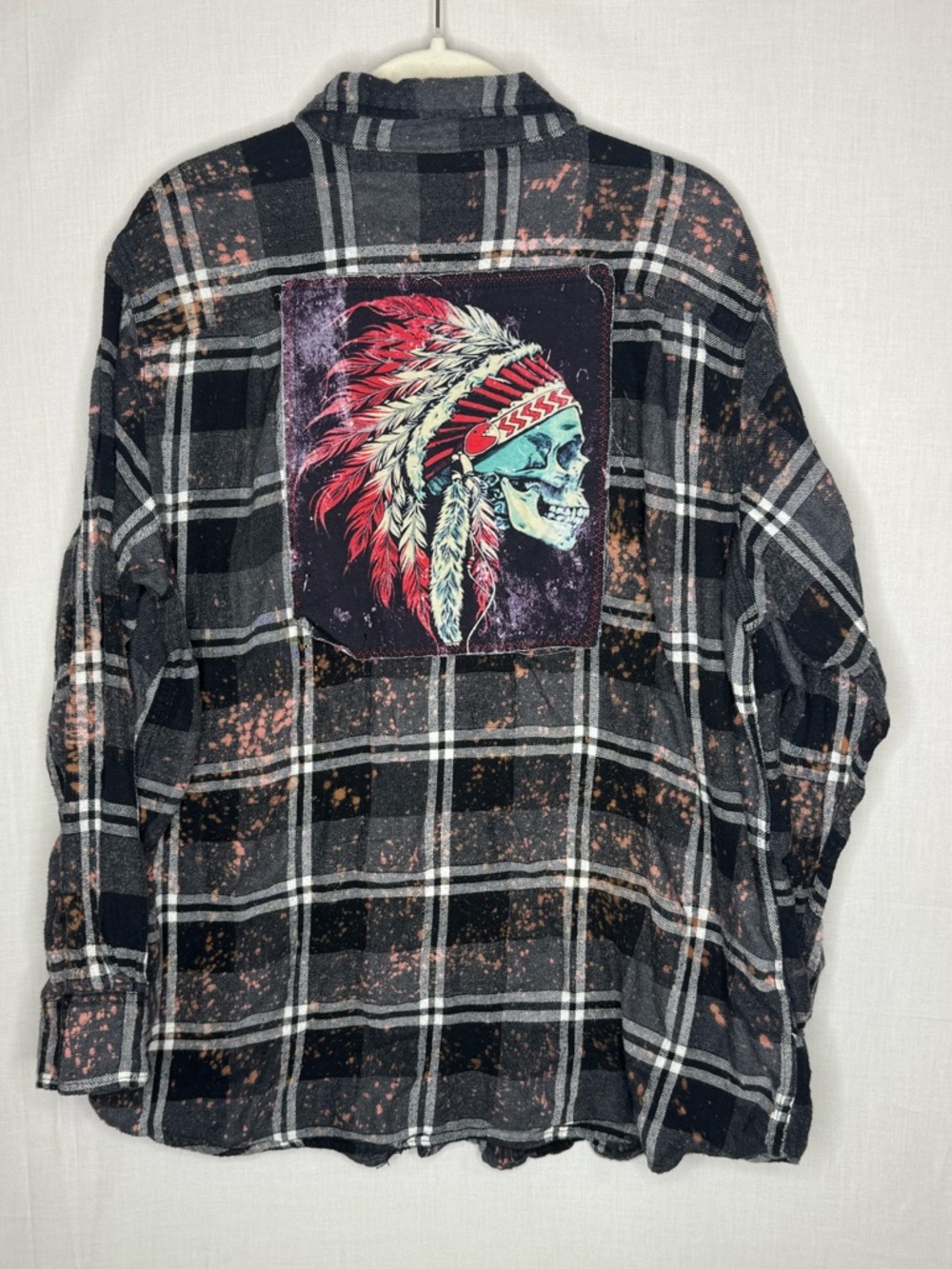 Angry Minnow Mens Brushed Flannel Skeleton Indian‎ Plaid Button Down Shirt 2XL